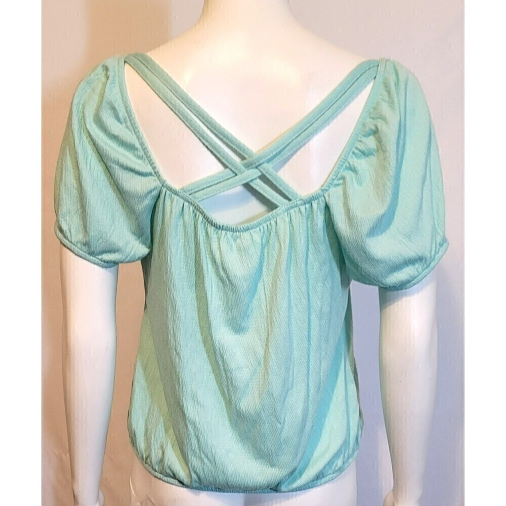 No Boundaries Juniors' Cap Sleeve Peasant Blouse Size M (11-13) - Picture 7 of 11
